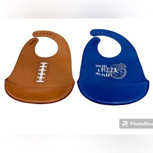 Lila & Jack And Safety 1st Silicone Bibs- Pizza And Football